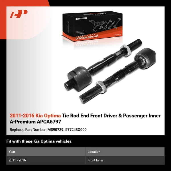 2011-2016 Kia Optima Tie Rod End Front Driver & Passenger Inner A-Premium APCA6797