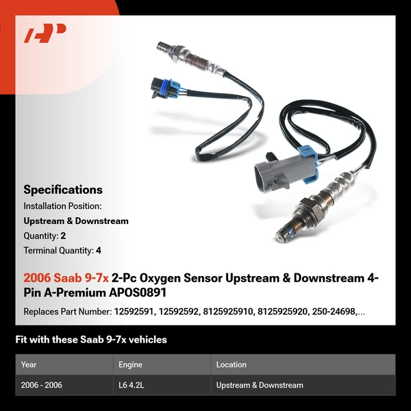 2006 Saab 9-7x 2-Pc Oxygen Sensor Upstream & Downstream 4-Pin A-Premium APOS0891