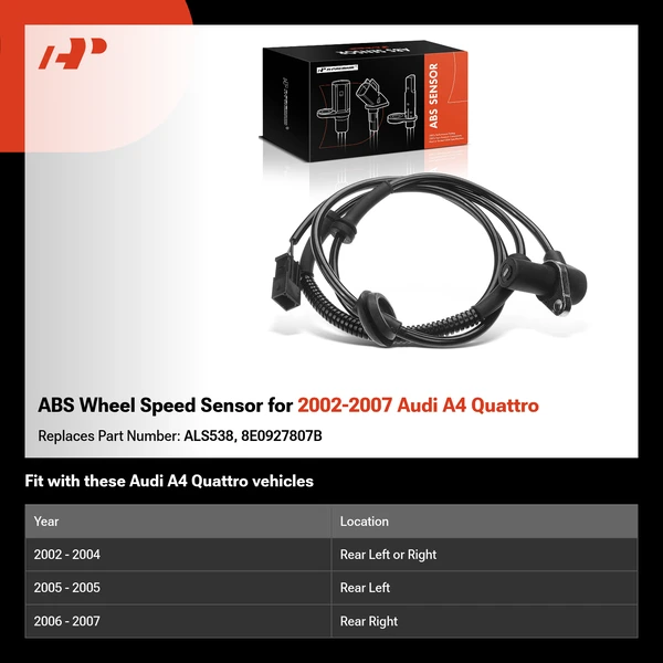 ABS Wheel Speed Sensor for 2002-2007 Audi A4 Quattro