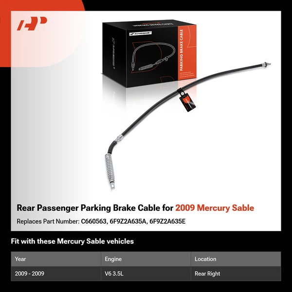 Rear Passenger Parking Brake Cable for 2009 Mercury Sable