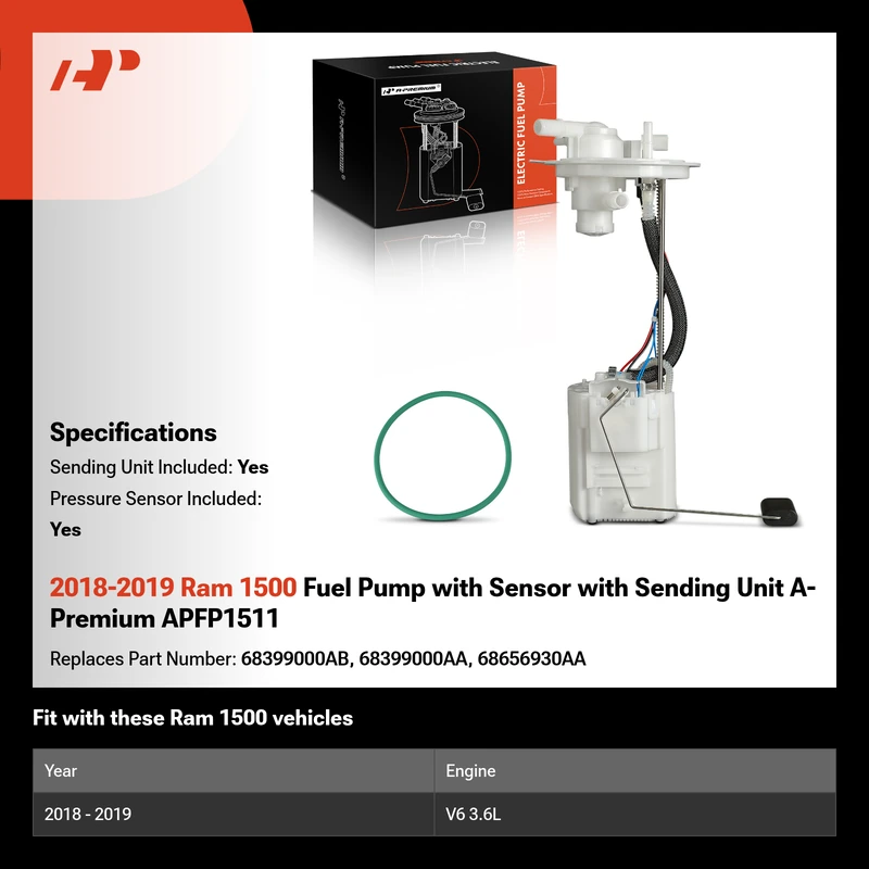 2018-2019 Ram 1500 Fuel Pump with Sensor with Sending Unit A-Premium APFP1511