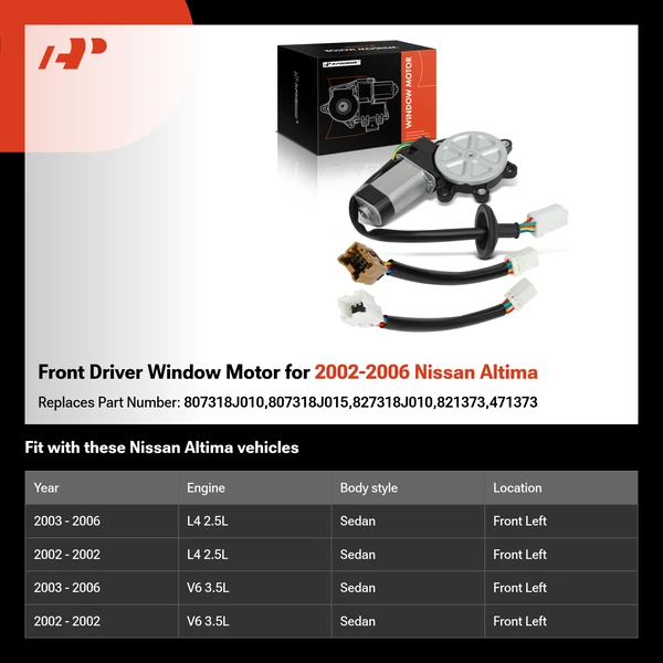 Front Driver Window Motor for 2002-2006 Nissan Altima