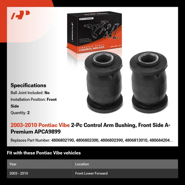 2003-2010 Pontiac Vibe 2-Pc Control Arm Bushing, Front Side A-Premium APCA9899