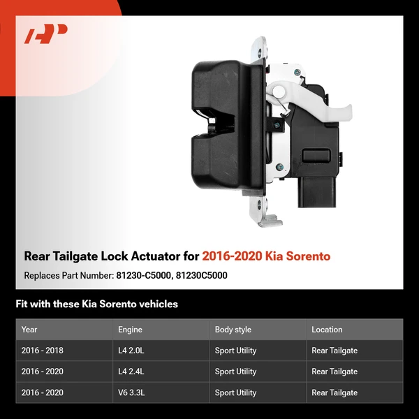 Rear Tailgate Lock Actuator for 2016-2020 Kia Sorento