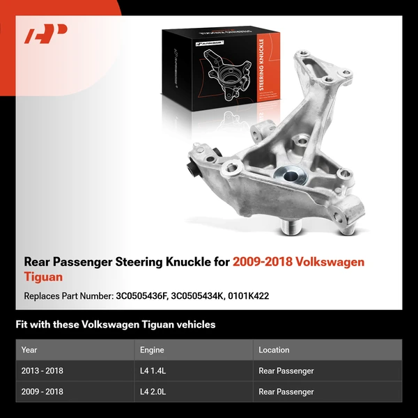 Rear Passenger Steering Knuckle for 2009-2018 Volkswagen Tiguan