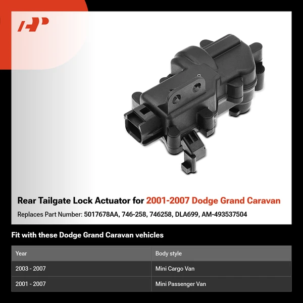 Rear Tailgate Lock Actuator for 2001-2007 Dodge Grand Caravan