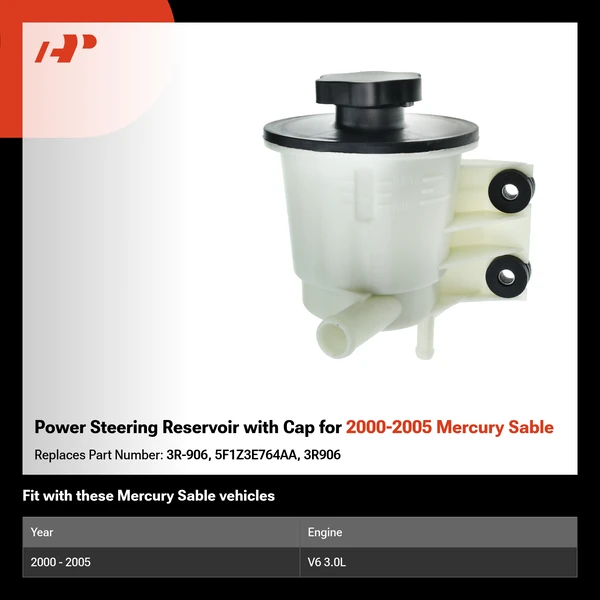 Power Steering Reservoir with Cap for 2000-2005 Mercury Sable
