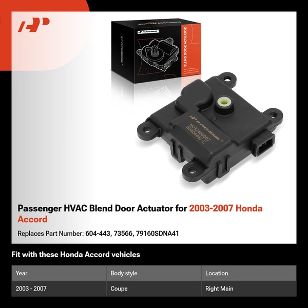 Passenger HVAC Blend Door Actuator for 2003-2007 Honda Accord