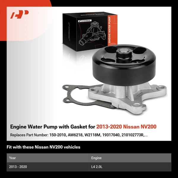 Engine Water Pump with Gasket for 2013-2020 Nissan NV200