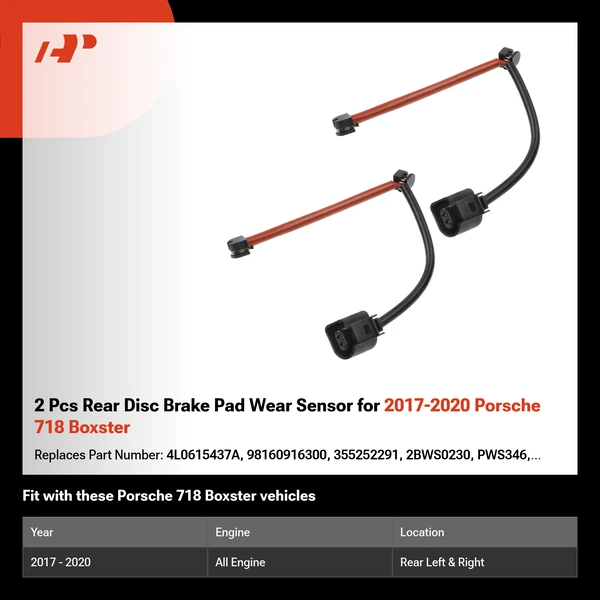 2 Pcs Rear Disc Brake Pad Wear Sensor for 2017-2020 Porsche 718 Boxster