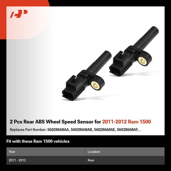 2 Pcs Rear ABS Wheel Speed Sensor for 2011-2012 Ram 1500
