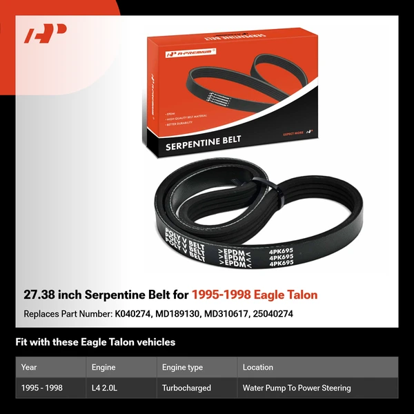 27.38 inch Serpentine Belt for 1995-1998 Eagle Talon