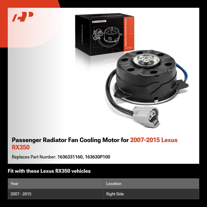 Passenger Radiator Fan Cooling Motor for 2007-2015 Lexus RX350