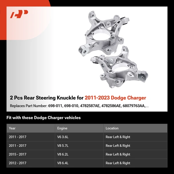 2 Pcs Rear Steering Knuckle for 2011-2023 Dodge Charger