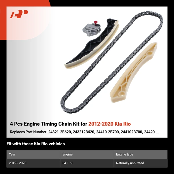 4 Pcs Engine Timing Chain Kit for 2012-2020 Kia Rio