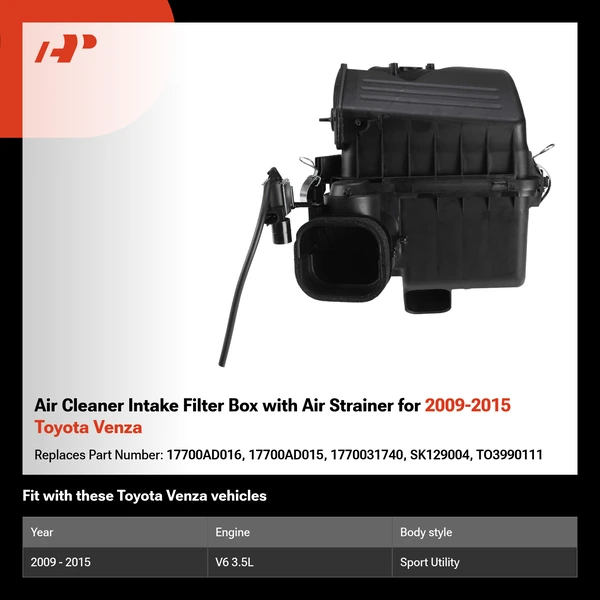 Air Cleaner Intake Filter Box with Air Strainer for 2009-2015 Toyota Venza