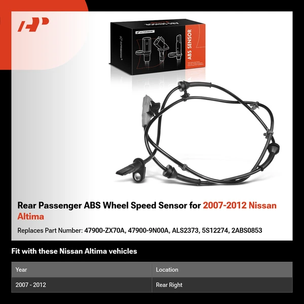 Rear Passenger ABS Wheel Speed Sensor for 2007-2012 Nissan Altima