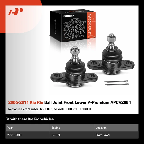 2006-2011 Kia Rio Ball Joint Front Lower A-Premium APCA2884