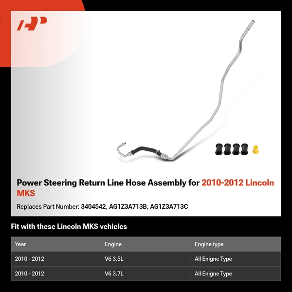 Power Steering Return Line Hose Assembly for 2010-2012 Lincoln MKS