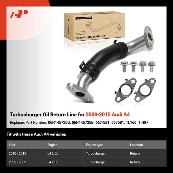 Turbocharger Oil Return Line for 2009-2015 Audi A4