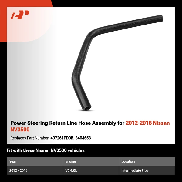Power Steering Return Line Hose Assembly for 2012-2018 Nissan NV3500