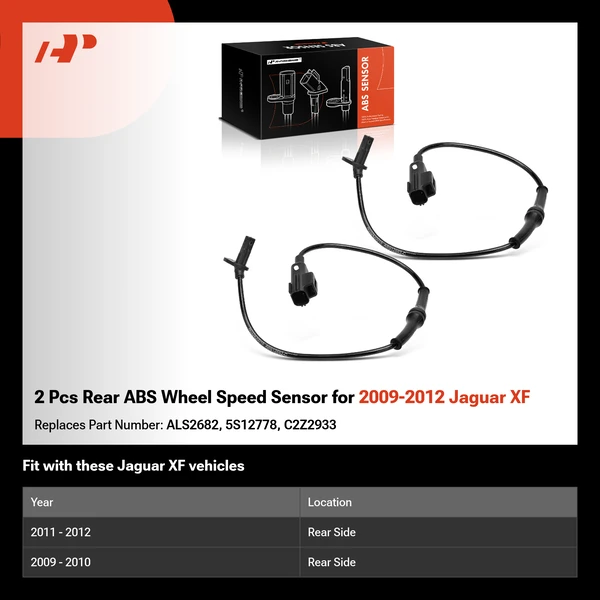 2 Pcs Rear ABS Wheel Speed Sensor for 2009-2012 Jaguar XF