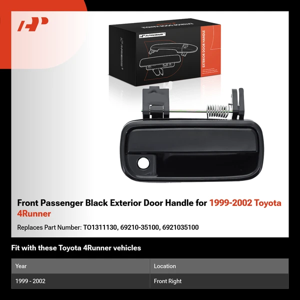 Front Passenger Black Exterior Door Handle for 1999-2002 Toyota 4Runner