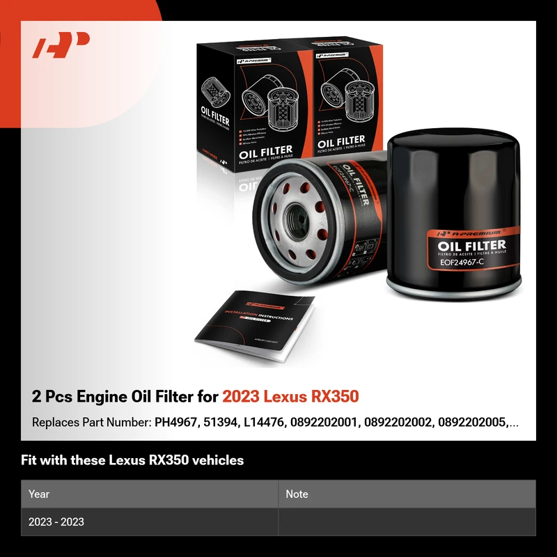 2 Pcs Engine Oil Filter for 2023 Lexus RX350