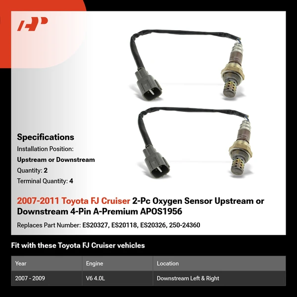 2007-2011 Toyota FJ Cruiser 2-Pc Oxygen Sensor Upstream or Downstream 4-Pin A-Premium APOS1956