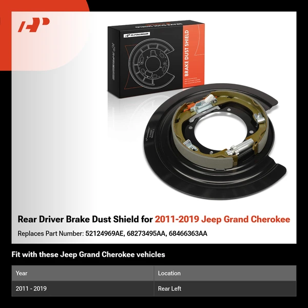 Rear Driver Brake Dust Shield for 2011-2019 Jeep Grand Cherokee