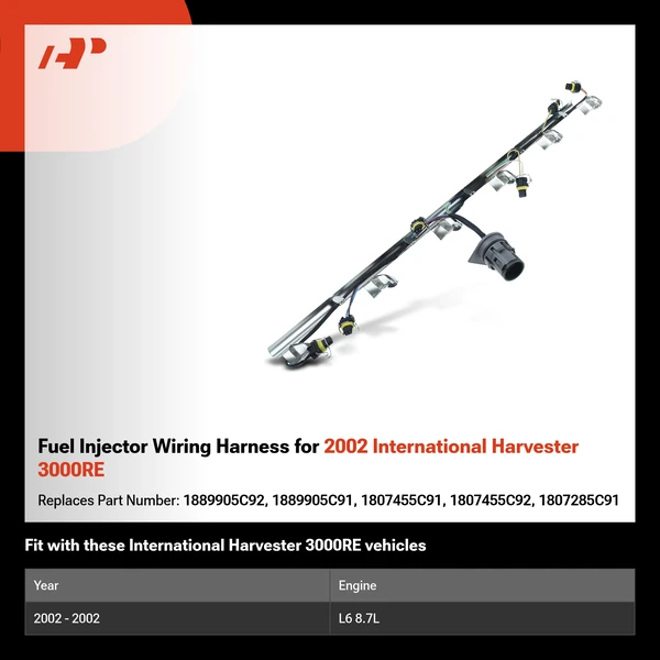 Fuel Injector Wiring Harness for 2002 International Harvester 3000RE