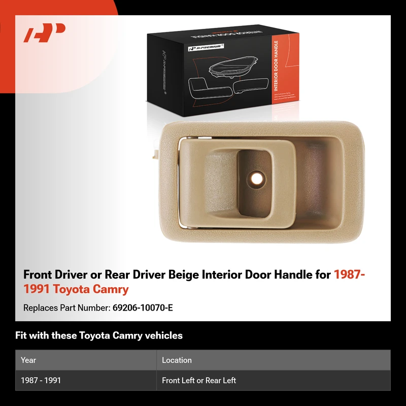 Front Driver or Rear Driver Beige Interior Door Handle for 1987-1991 Toyota Camry