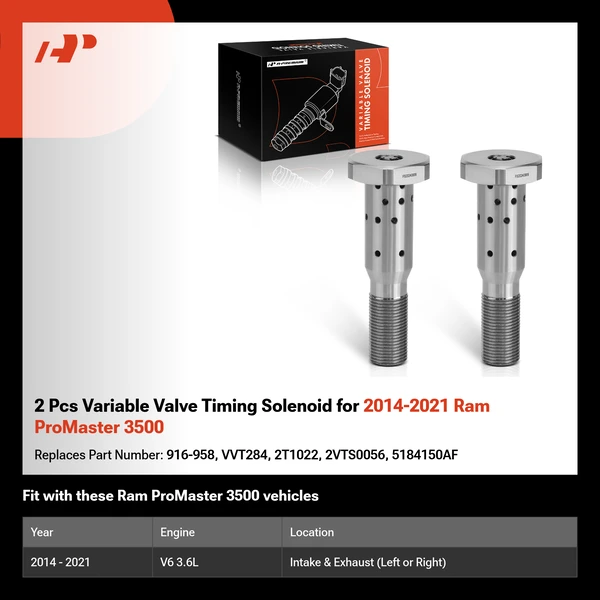 2 Pcs Variable Valve Timing Solenoid for 2014-2021 Ram ProMaster 3500