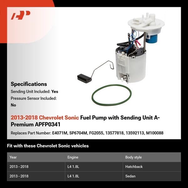2013-2018 Chevrolet Sonic Fuel Pump with Sending Unit A-Premium APFP0341