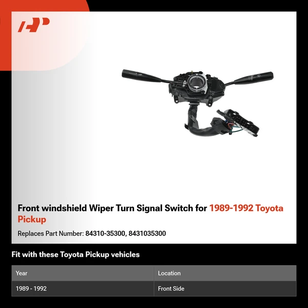 Front windshield Wiper Turn Signal Switch for 1989-1992 Toyota Pickup