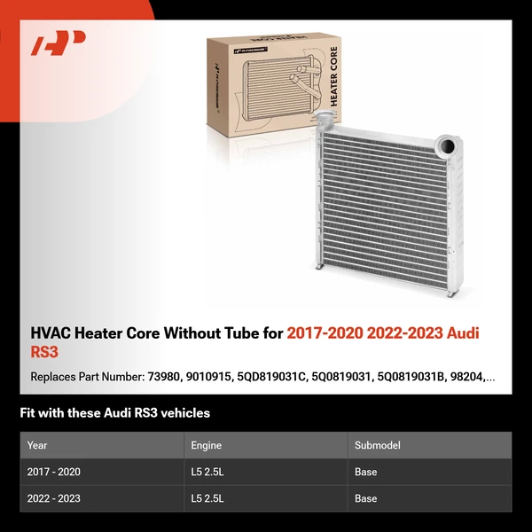 HVAC Heater Core Without Tube for 2017-2020 2022-2023 Audi RS3