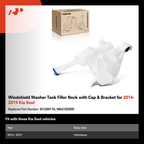 Windshield Washer Tank Filler Neck with Cap & Bracket for 2014-2019 Kia Soul