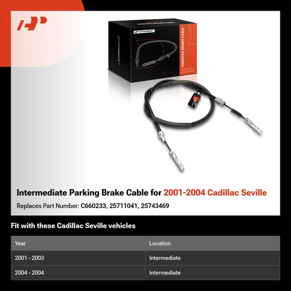 Intermediate Parking Brake Cable for 2001-2004 Cadillac Seville