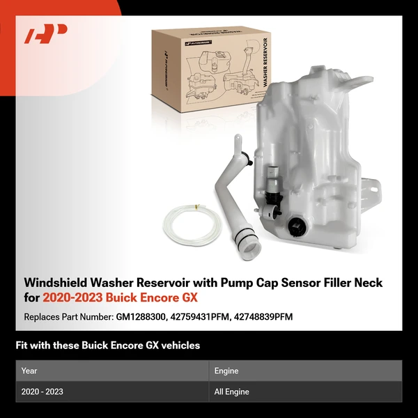 Windshield Washer Reservoir with Pump Cap Sensor Filler Neck for 2020-2023 Buick Encore GX
