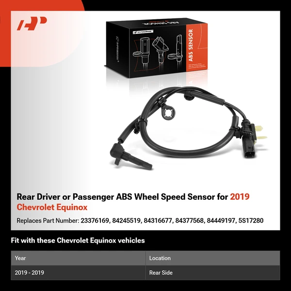 Rear Driver or Passenger ABS Wheel Speed Sensor for 2019 Chevrolet Equinox