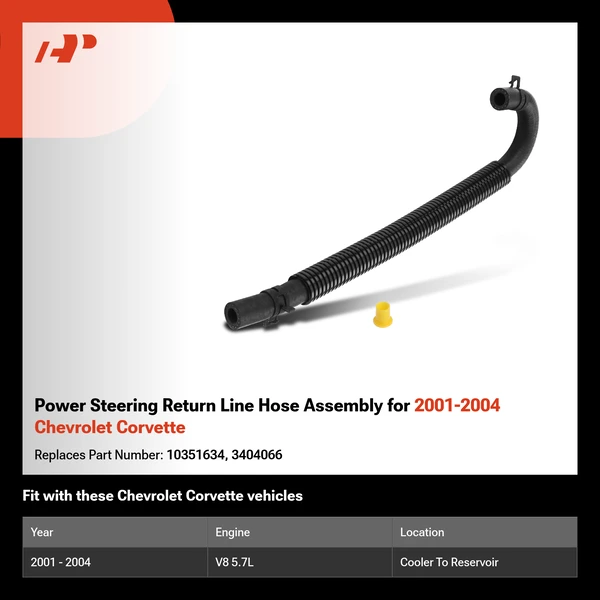 Power Steering Return Line Hose Assembly for 2001-2004 Chevrolet Corvette