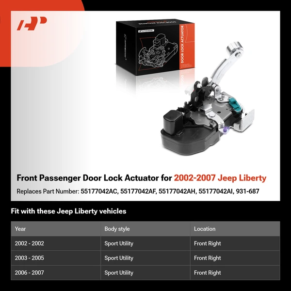 Front Passenger Door Lock Actuator for 2002-2007 Jeep Liberty