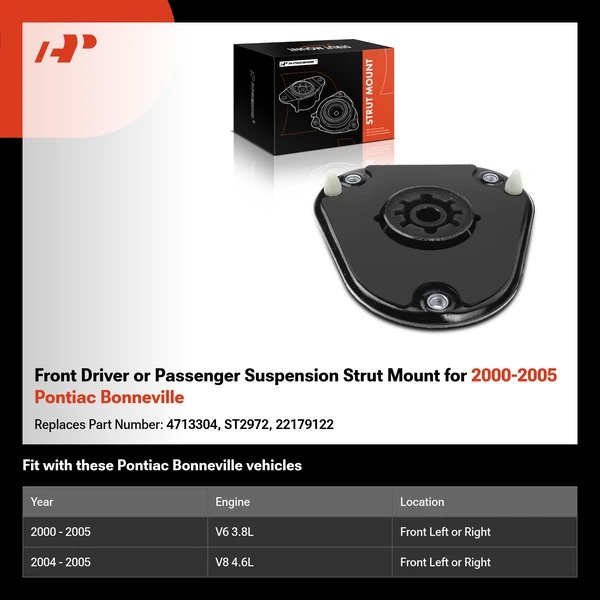Front Driver or Passenger Suspension Strut Mount for 2000-2005 Pontiac Bonneville