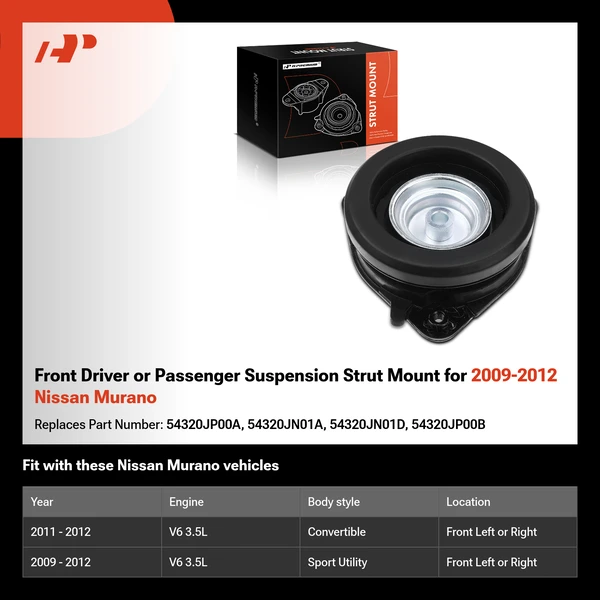 Front Driver or Passenger Suspension Strut Mount for 2009-2012 Nissan Murano