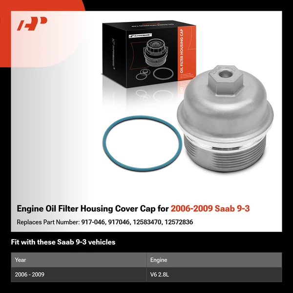 Engine Oil Filter Housing Cover Cap for 2006-2009 Saab 9-3