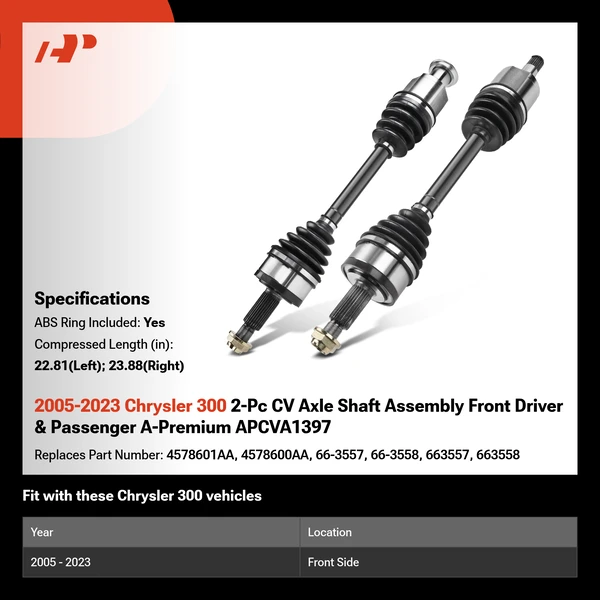 2005-2023 Chrysler 300 2-Pc CV Axle Shaft Assembly Front Driver & Passenger A-Premium APCVA1397