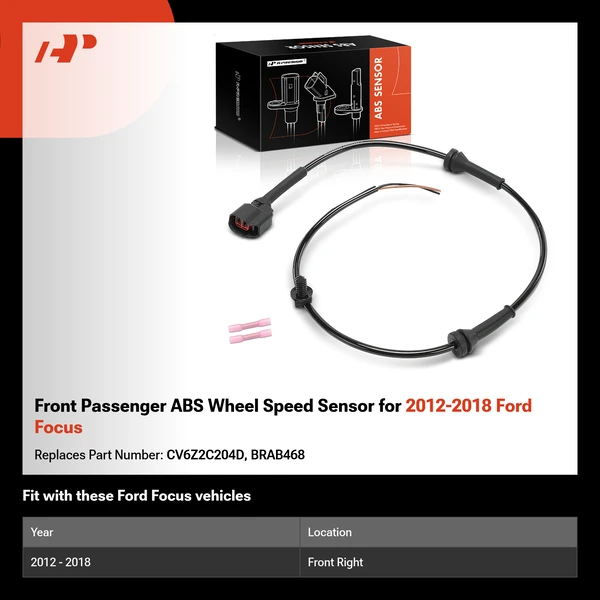 Front Passenger ABS Wheel Speed Sensor for 2012-2018 Ford Focus
