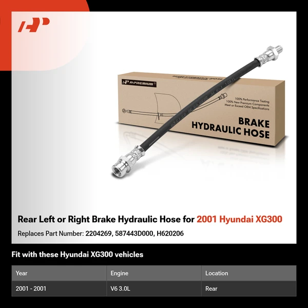 Rear Left or Right Brake Hydraulic Hose for 2001 Hyundai XG300
