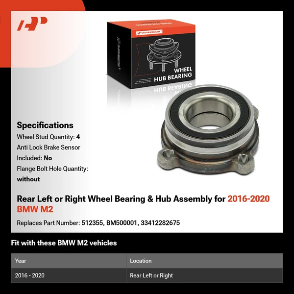 Rear Left or Right Wheel Bearing & Hub Assembly for 2016-2020 BMW M2