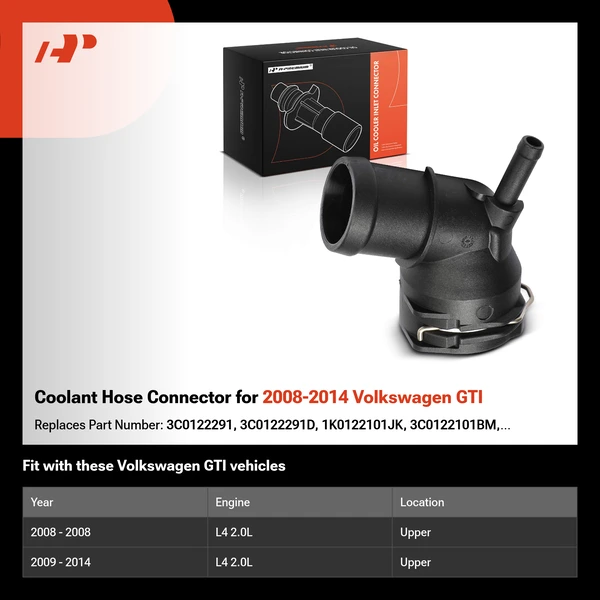 Coolant Hose Connector for 2008-2014 Volkswagen GTI